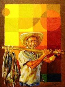 pintura de pescador