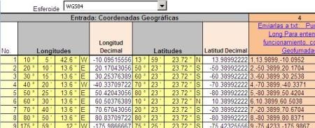 Convert degrees to decimal coordinates